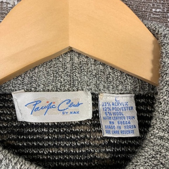 Vintage Men's Wool Blend Sweater Pacific Club By Nak Size L Acrylic Pullover - Picture 6 of 9
